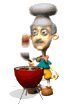 man grilling hamburgers